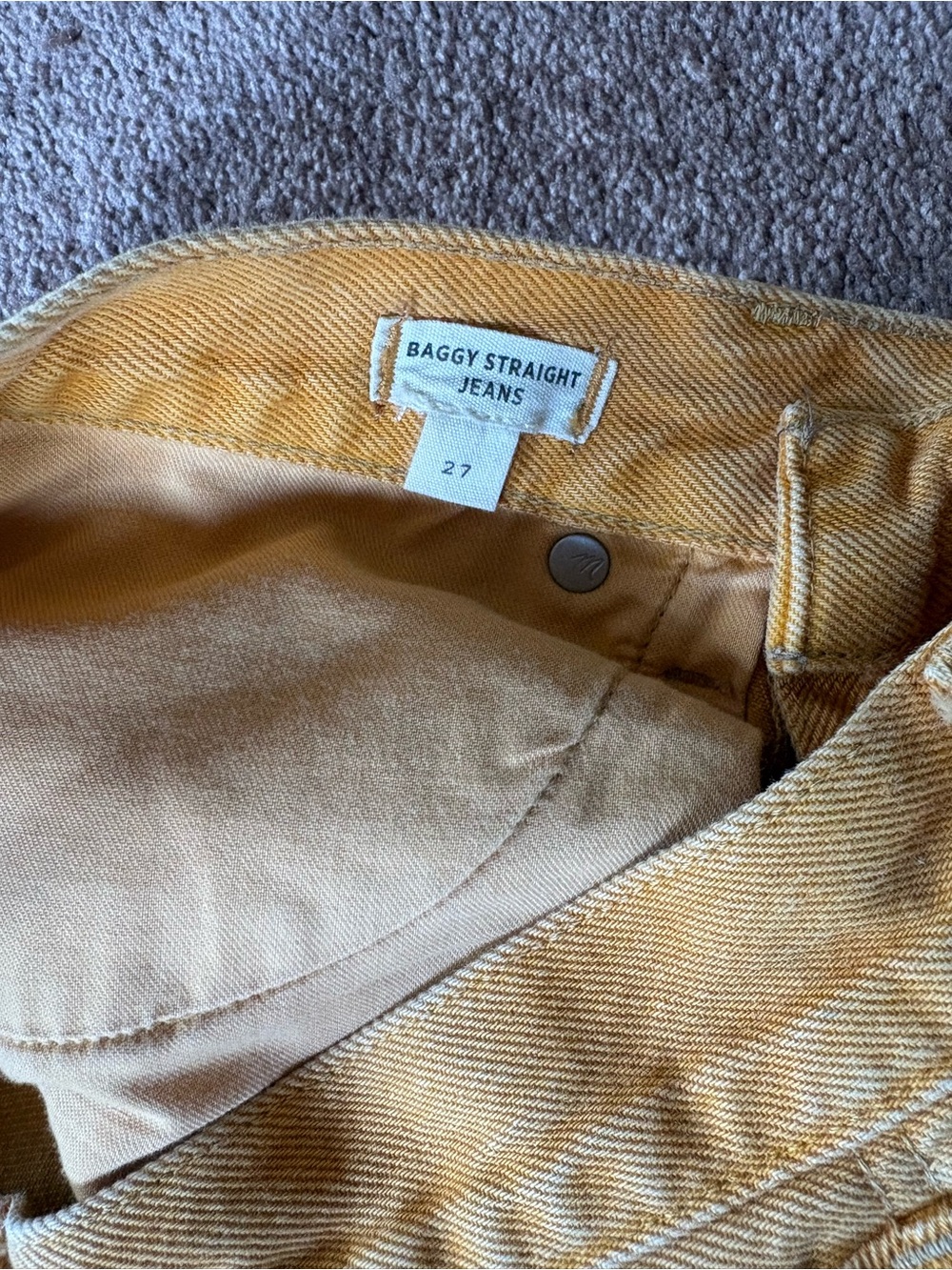 Madewell Baggy Straight-Leg Jeans Garment Dyed Orange size 27 EUC - Picture 6 of 7